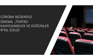 Tiyatro,Sinema Kahvehaneler ve Düğün Salonları Kapatıldı