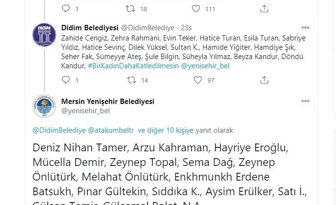 Belediyeler kadına yönelik şiddete tweet zinciri ile dikkat çekti