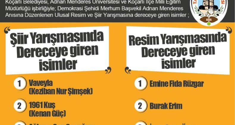 Adnan Menderes konulu yarışmanın sonuçları belli oldu