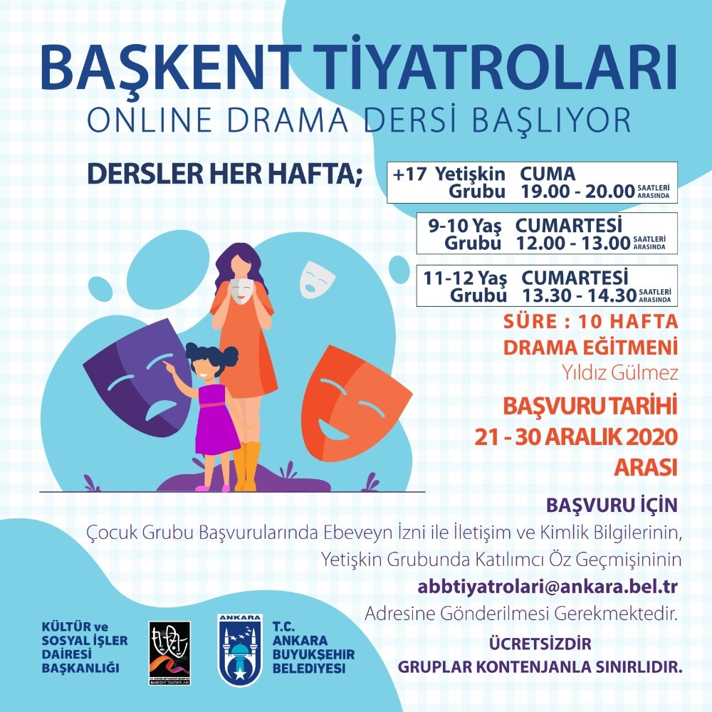 Ankara Büyükşehir Belediyesinden yeni yılda online drama dersi