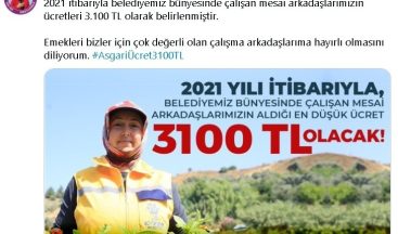 Aydın Büyükşehir’de asgari ücret 3 bin 100 TL oldu