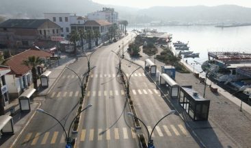 Ayvalık’ın bomboş cadde ve sokakları havadan görüntülendi