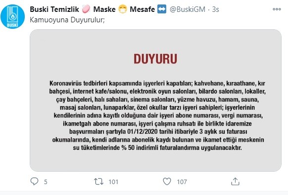 BUSKİ’den Esnafa Müjde