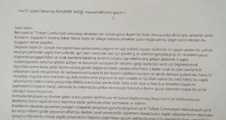 Covid-19 tedavisi gören öğretmenden sağlık çalışanlarına duygu dolu mektup