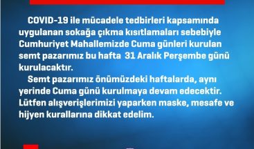 Didim’de semt pazarı Perşembe günü kurulacak