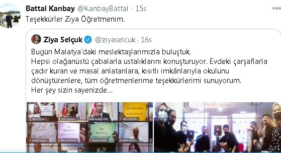 Evdeki imkanları okula dönüştürenlere teşekkür