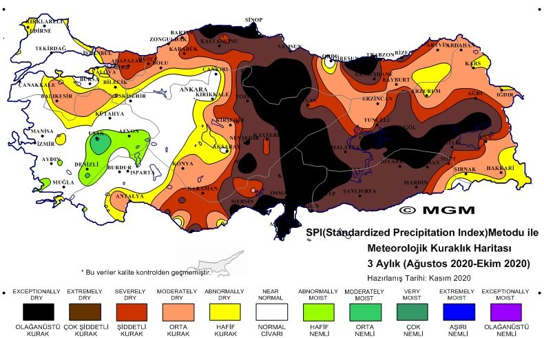 Meteorolojinin Kuraklık Haritası: Orta Karadeniz Şiddetli Kuraklık Riskinde