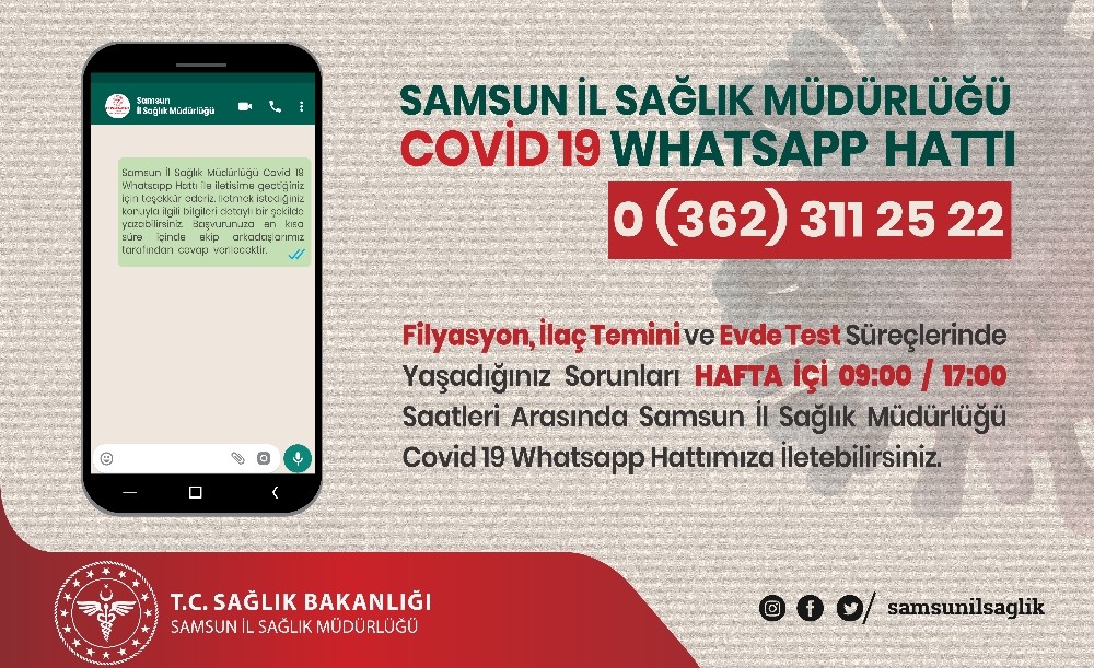 Samsun’da Kovid-19 Whatsapp Hattı