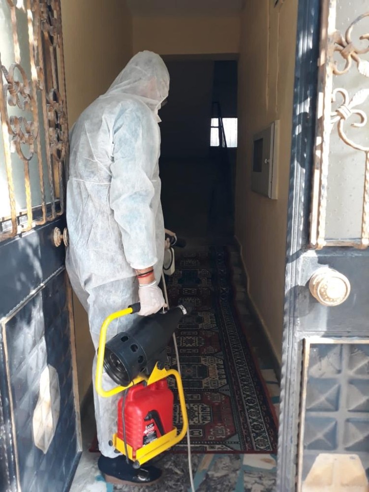 Sarayköy’de ortak kullanım alanları dezenfekte ediliyor