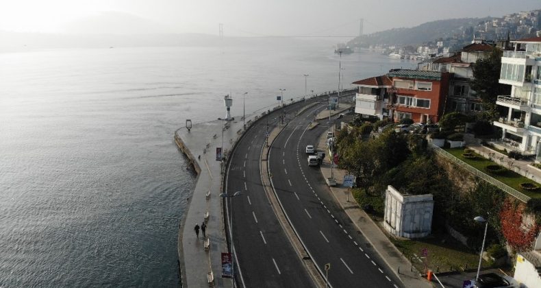 Sessizliğin hakim olduğu Bebek Sahili havadan görüntülendi