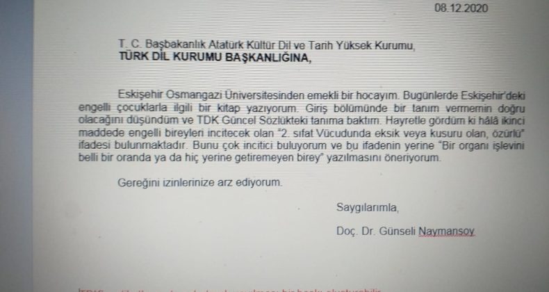 TDK’nın engelli tanımı tepki çekti