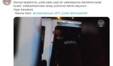 Yolda kalan yaşlı ve engelli adamın imdadına emniyet güçleri yetişti