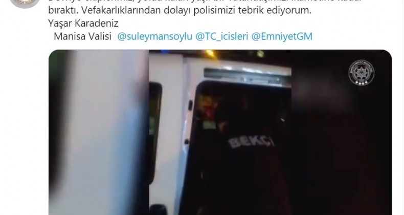 Yolda kalan yaşlı ve engelli adamın imdadına emniyet güçleri yetişti