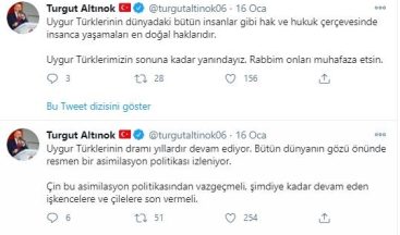 Başkan Altınok’tan Çin zulmüne tepki