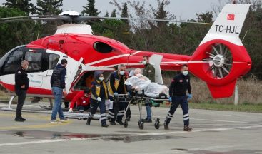 Samsun’da beyin kanaması geçiren hastanın yardımına ambulans helikopter yetişti